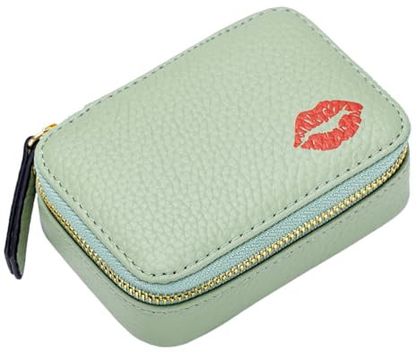 Lippenstift-Halter für Geldbörse, Lippenstift-Etui mit Spiegel, Leder-Mini-Halter für Geldbörse, leicht zu reinigen, tragbare Reisetasche mit Spiegel für