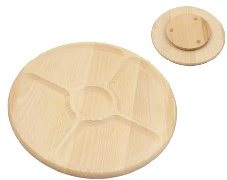 Tagliere girevole in legno per snack formaggio faggio, 5 scomparti 33 cm
