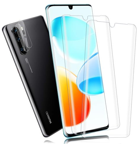 Carantee Verre Trempé pour Huawei P30 Pro, 2+2 pièces 9H Dureté Haute Sensibilité protection écran+Caméra Arrière, Ultra HD 3D plein écran vitre protection, Sans Bulles Huawei P30 Pro Film Protection
