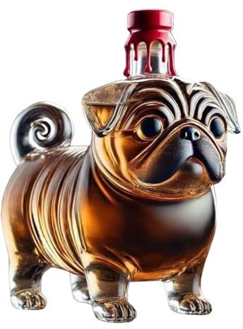 Whiskey Glass Bottle, Pug Shape Decanter, Excellent Workmanship, Transparent Glass Design, Stylish Liquor Dispenser, durabled Brandy Vodka Beer Beverage Supplies
