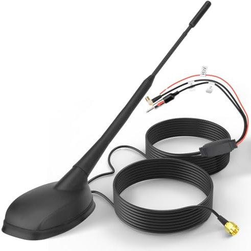 Eightwood DAB DAB+ Antenne Auto Digital Radio Aktive GPS DAB FM Antenne Auto mit Verstärker Dachantenne Autoantenne Auto Signal Amplifier Verlängerung Kabel 5M für Pioneer Sony Digital Radios Tuner