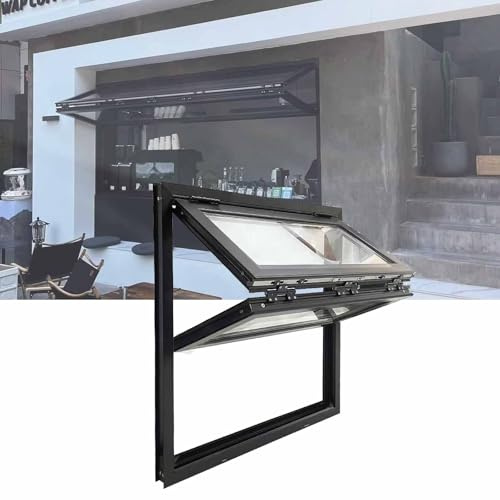 Ventana de concesión con marco de aluminio, ventana de servicio deslizante vertical, ventana de casa móvil de aluminio personalizable, ventana corrediza plegable con manija con cerradura(40x38in/102x9
