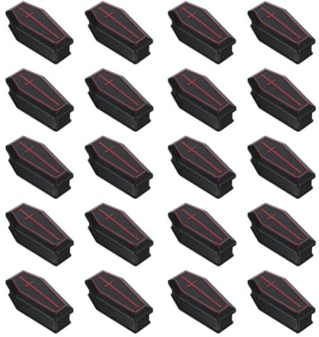 Housoutil 20er Set Mini-Sarg-Schachteln zu Halloween, schwarze Kunststoff-Särge als Party-Giveaways, 7,5 x 4 x 2,5 cm, kleine Sarg-Modelle für Halloween-Deko, Scherzartikel und