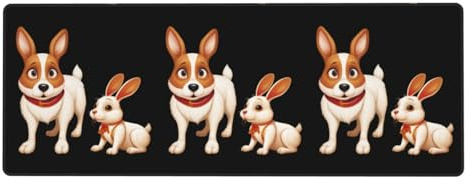 YYHWHJDE Stray Dog und Little White Rabbit Prints Extra großes Mauspad Mousepad Computer Büro Gaming Tastatur verdickte Version 30,5 x 80 cm