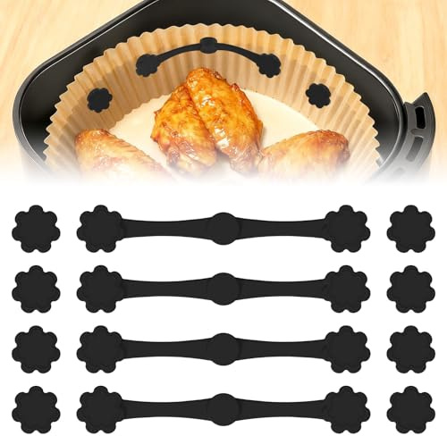 GFUEIGJ Magnete für Airfryer Backpapier 12 Stück - Silikon, Lebensmittelecht, Temperaturbeständig, Magnet Heißluftfritteuse, Universell Kompatibel