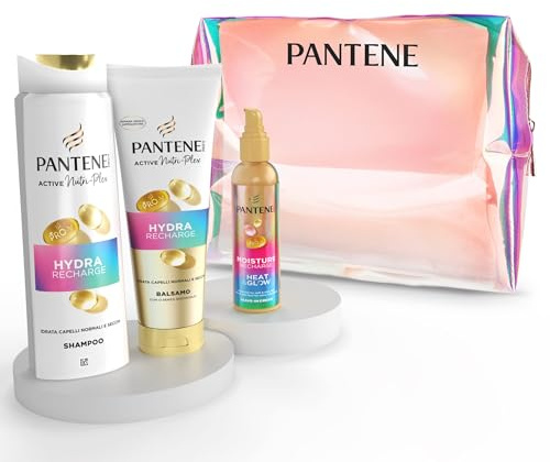 Pantene Pro-V Miracles Set Regalo Beauty Case Linea Hydra Recharge | Shampoo 250ml, Balsamo 200ml, Siero 135ml, Protegge da Umidità, Crespo e Calore