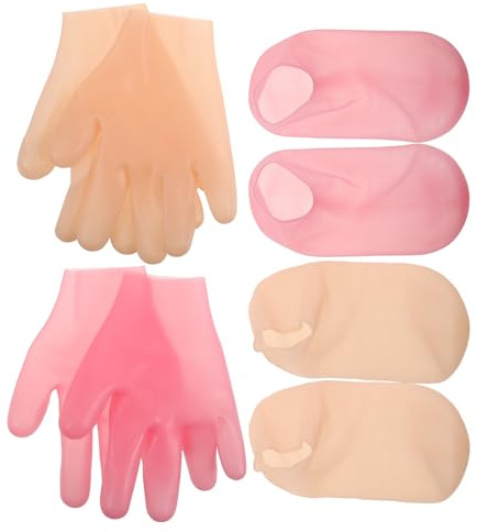 JOINPAYA Silikon Fußmasken Feuchtigkeitshandschuhe Satz Elastische Peeling Socken für Trockene Rissige Haut Schützende Fußpflege für Männer Frauen Hand und Fußpflege bei Trockenheit