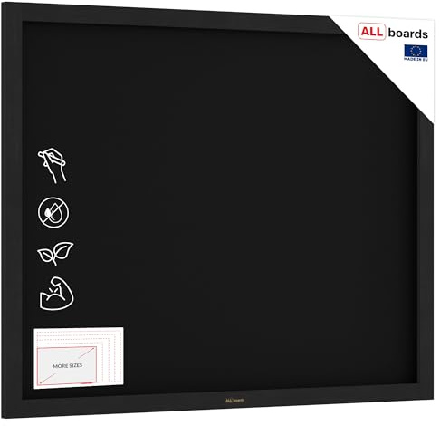 ALLboards Kreidetafel mit Schwarz Holzrahmen 100x80cm