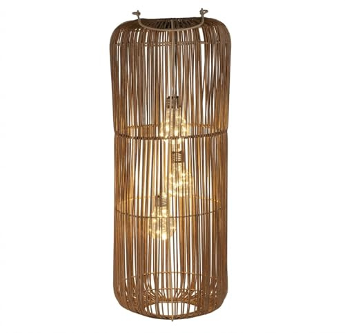 formano Solarlaterne Garten Rattan-Look Laterne 3 LED Birnen 60 cm Solarleuchte mit Dämmerungssensor, IP44 wetterfest, dekorative Solarlampe für Balkon Terrasse Outdoor Beleuchtung
