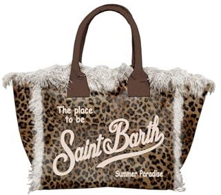 Saint Barth Mc2 Donna Borsa A Mano COL0001-Sand Leopard Cotone Marrone Taglia Unica