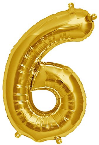 ballonfritz® Ballon Zahl 6 in Gold - XXL 40/102cm - Folienballon für Luft oder Helium als Geburtstag, Jubiläum, Hochzeit oder Abschluss Geschenk, Party Dekoration oder Überraschung