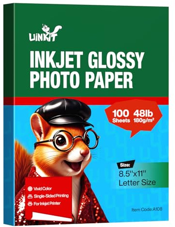Uinkit Inkjet Glossy Photo Paper 48lb,8.5 x 11 100 Sheets