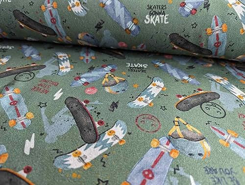 Jersey Stoff mit Skater Druck als Meterware zum Nähen, 50 cm