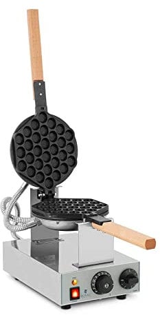 Royal Catering Gaufrier Bubble Waffle Appareil a Gaufres Waffle Machine a Gaufre RCWM-1400-B (1.415 W, Matériau Acier/Aluminium, 1Poignée en bois résistante à la chaleur, Température 50-250 °C)