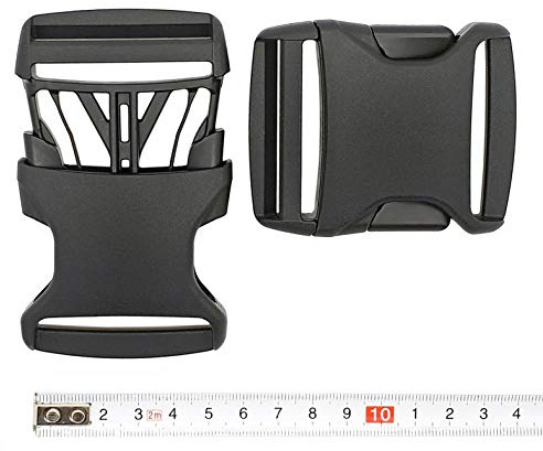 Schwarze Steckschnalle 50mm 2Stk. Klickverschluss für Rucksack, Beutel, Taschen Helmverschluss Gurtband-Schnalle Ersatzschnalle Schwarz Kunststoff Verschlusschnalle Reisen, Camping, Wandern