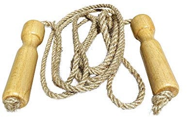 Springseil Gymnastikseil aus Holz, Länge 235 cm, verstärkte Mitte, Individuell verstellbar -Made in Germany -3002