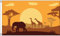 AZ FLAG - Flagge Tiere Afrikanische Savanne - 150x90 cm - Tier-Silhouette Fahne 100% Polyester mit Messing-Ösen - 110g