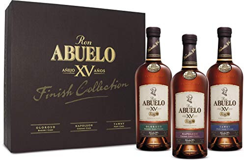 Ron Abuelo Finish Collection - Estuche para Regalo con 3 Botellas de Ron Premium: Finish Collection Napoléon, Oloroso y Tawny - Pack 3 botellas x 0,20 cl