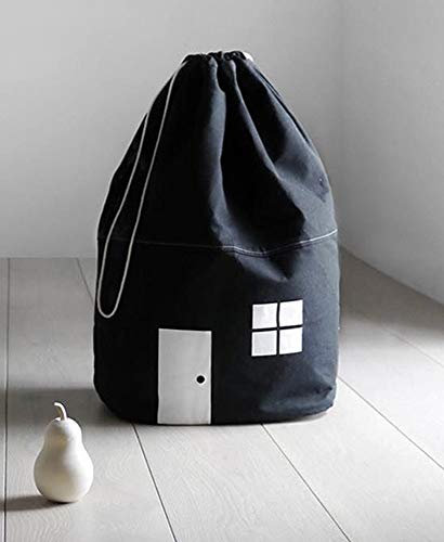 Aufbewahrungssack Tasche Sack Korb Wäschekorb Kinderzimmer Kinder Wohnzimmer Bad Badezimmer Eimer Spielzeug (Schwarz)