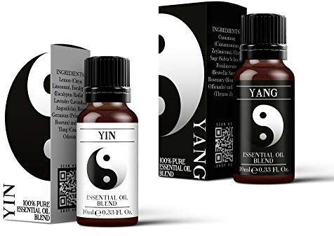Mystix London | Yin & Yang reine und natürliche ätherische Ölmischung im Doppelpack (2 x 10 ml) – für Diffusoren, Aromatherapie und Massagemischungen | Perfekt als Geschenk | Vegan, gentechnikfrei