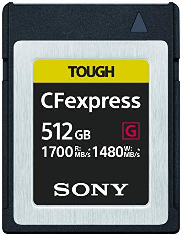 Sony 512GB Tough CFexpress Card Type B Ultra Speed Memory Card (Read, 1700MB/s Write, 1480MB/s) - CEB-G512/J,CEB-G512/J SYM