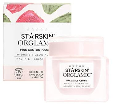 STARSKIN Orglamic Pink Cactus Pudding, Hydrating & Nourishing Cream for all Skin Types, 99.3% Natural with Prickly Pear Cactus Seed Oil & Hyaluronic Acid, Luxurious Glow Moisturizer, K-Beauty - 50ml