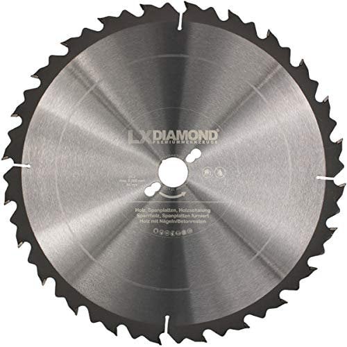 LXDIAMOND HM Hartmetall Kreissägeblatt 400mm x 30,0mm Z36 Premium Sägeblatt Nagelfest Trapezzahn für Bauholz zum Sägen mit Wippsäge Tischkreissäge Kreissäge Kappsäge Brennholzsäge Tischsäge 400 mm