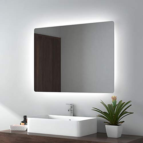 EMKE LED Badspiegel mit Beleuchtung 80x60cm Badezimmerspiegel mit Beleuchtung Kaltes Weiß 6500K Wandspiegel