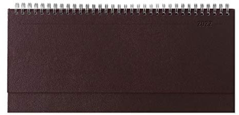 Tisch-Querkalender Balacron rot 2022 - Büro-Planer 29,7x13,5 cm - mit Registerschnitt - Tisch-Kalender - verlängerte Rückwand - 1 Woche 2 Seiten