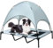 BRIAN & DANY XL-Hundebett, erhöht und mit Überdach, langlebiges 1680D-Oxford-Gewebe Hundeliege für Camping oder Strand mit gesonderter Tragetasche, Silber