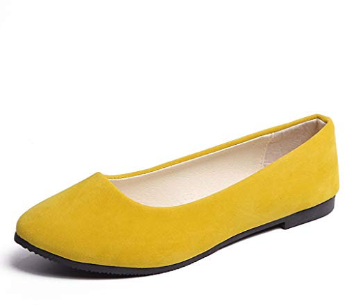 CHAOEN Womens Ballet Flats Ladies Suede Ballet Dolly Pumps Women Classic Plain Ballerina Flats Girls School Casual Slip On Ballerinas Office Shoes