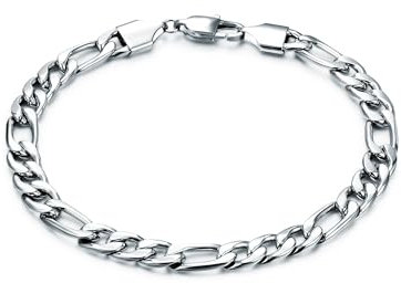 True Rebels Herren Armband Edelstahl silber Edelstahlarmband Figaroarmband