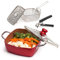 Moss & Stone Batterie de cuisine 5 pièces en cuivre rouge - Poêle à frire profonde - Panier à frire - Grille vapeur - Passe au lave-vaisselle et au four - Poêle carrée profonde de 5 l - Batterie de
