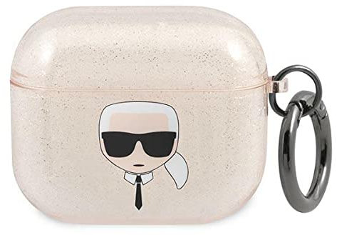 Karl Lagerfeld KLA3UKHGD Hülle für AirPods 3 Gold Glitter Karl`s Head
