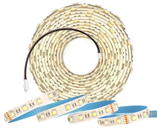 SEZO 5050SMD 4 IN 1 Lights RGBW LED Streifen RGBWW (RGB+Warmweiss) DC24V LED Strip 5M 60LEDs/m Dimmbar Beleuchtung IP30 Nicht Wasserdicht Weiß PCB für DIY Innendekorationen