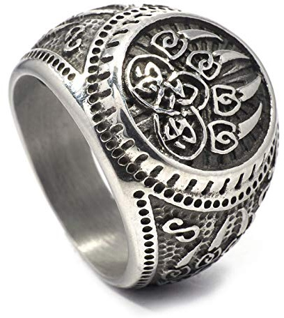Wolf Paw Ring für Männer, Celtic Bear Paw Ring, Amulet Ring, Runenring, Viking Warrior Rings, Vantage Ring Schmuck (18.1)