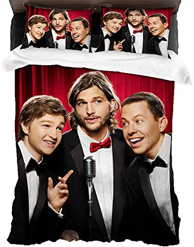 ANSSON Two and A Half Men Mikrofaser Bettbezüge + 2 Kissenbezug,Kinder Bettwäsche-Sets,Junge und Mädchen Geschenke Bettwäsche 3-teilig (Single 135x200, Komödie5)