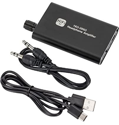 DaMohony Tragbarer Kopfhörer-Verstärker, 3,5 mm, Stereo-Audio, zweistufiger Verstärkungsschalter, 16-300 Ohm, HiFi-Kopfhörer-Verstärker