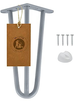 Moria Hairpin Leg 1 Stück | Möbelfüße, Tischbeine von 10 bis 80 cm | für Schrank, Hocker, Nachttisch, Couchtisch | Tischfüße mit Bodenschoner und Schrauben | 36 cm - 3 Streben (Metall, Grau)
