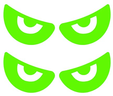 DualColorStampe Adesivi casco moto OCCHI (2 Pcs) Cm 10x3,8 rifrangenti catarifrangenti riflettenti fluorescenti helmet stickers motorino COD.C0060(Verde Fluo)