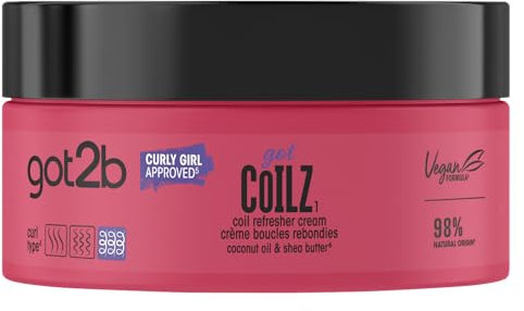Got2b - Got Coilz - Creme Boucles Rebondies - Revitalise & Definit - A l'huile de Coco, Ricin, Argan et Beurre de Karite - Formule Vegane - 98% d'ingrédients d'origines naturelles - 200 ml