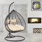 GOODS EMPORIUM Premium Hanging Double Egg Chair Outdoor Garden Swing Chair Hammock Chair with Cushions - RAIN COVER INCLUDED (Double, Black - Black - Beige)