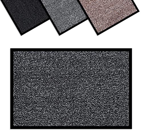 Vinsani Hallway Runner Rug Heavy Duty Door Mat 50x80cm – Non-Slip Rubber Back Large Carpet Runner | Dirt Trapper Water Absorbent Runner Mat Washable Rugs Mat for Kitchen Living Room - Black & White