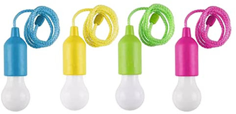 LED Pull Cord Light,Hanging Pull Cord Lamp,Battery LED Pull Cord Light Portable Hanging Battery Operated Camping Lamp Bulb 4PCS (No Battery)
