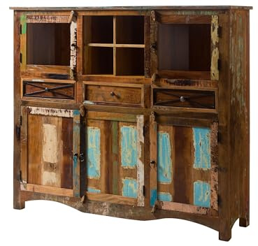 Highboard Altholz mehrfarbig lackiert NATURE OF SPIRIT #139 | 160x40x140 cm 106 kg Vintage montiert vollmassiv