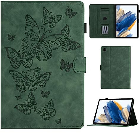 CASAFUNY Hülle für Samsung Galaxy Tab A8 2022/2021, PU Leder Tablette Schützhülle mit Standfunktion und Auto Schlaf/Wach Tablet Cover für Samsung Galaxy Tab A8 10,5 SM-X200/X205/X207, Grün