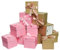 6 goldene und 6 rosa Geschenkboxen mit Deckel, 12 Stück schöne quadratische Boxen mit Bändern und Deckel, perfekt für Hochzeiten, Weihnachten, Geburtstag, Valentinstag (10,2 x 10,2 x 10,2 cm)