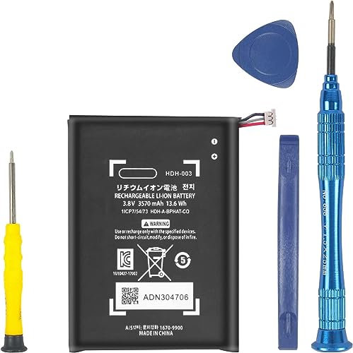 Batteria 3570 mAh per console da gioco Nintendo Switch Lite HDH-003 HDH-001, agli ioni di litio, aggiornamento interno 0 ciclo, batteria di ricambio ad alta capacità, con kit di strumenti di