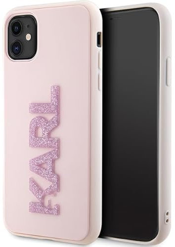 Karl Lagerfeld KLHCN613DMBKCP Hülle für iPhone 11 / Xr 6.1 Rosa hardcase 3D Rubber Glitter Logo