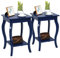 COSTWAY 2er Set Nachttisch mit Ablage, 2 Ebene Beistelltisch aus Holz, Nachtkonsole, Sofatisch für Wohnzimmer, Schlafzimmer, 40 x 40 x 60 cm (Blau)